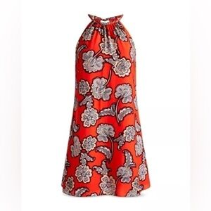 Alice + Olivia 'Quinn' Sleeveless Halter Mini-Dress (Red-Orange Multi)- XS